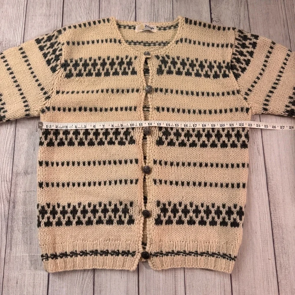 Vintage Pringle Of Scotland Women's L Shetland Wool Fair Isle Cardigan Sweater